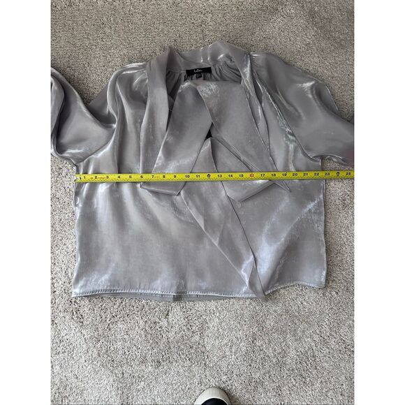 Lulu’s Luxe Shiny Silver Tie-Neck Top - Picture 9 of 12